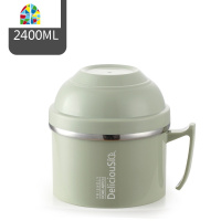 封后304不锈钢泡面碗带盖单个餐具一人食便当盒快餐杯学生碗筷套装大 FENG 北欧绿(加大号)[1900ML]+餐具+保