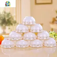 景德镇欧式金边陶瓷碗米饭碗10个套装家用组合面碗微波炉专用碗 FENGHOU [5]寸饭碗10个金粉世家