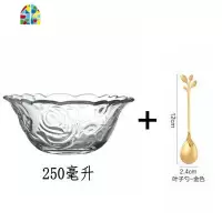 封后日式金边燕窝碗甜品碗玻璃银耳碗花边小碗水晶碗糖水碗沙拉碗 FENGHO 250毫升金边碗+金色勺+金色叉送方形烫
