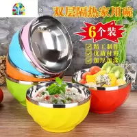不锈钢碗家用隔热碗中式双层防烫防摔成号食堂加厚儿童吃饭碗 FENGHOU [2大碗+2小碗]4色各1个