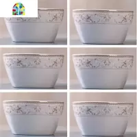 景德镇陶瓷碗碟套装家用饭碗10个装可爱创意韩式方碗微波炉专用碗 FENGHOU 6个太阳岛方碗[微波炉适用]