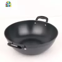 铸铁炒锅铁锅加厚炒菜锅不粘锅生铁锅双耳炖锅老式铁锅家用 FENGHOU 32厘米不带盖不带蒸笼