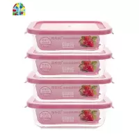 耐热玻璃保鲜盒饭盒微波炉适用玻璃碗带盖保鲜盒长方形饭盒便当盒 FENGHOU