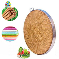圆菜板竹菜板竹片圆砧板加厚剁肉剁骨圆形菜墩案板切菜板 FENGHOU 45CM*10厚(双圈双手柄餐厅用)