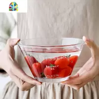 玻璃碗沙拉碗家用透明水果碗水晶碗创意甜品碗个性欧式法文圆形碗 FENGHOU