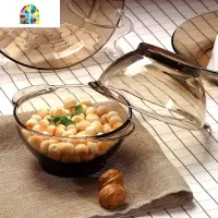 北欧茶色玻璃碗米饭碗双耳水果沙拉碗甜品碗猫耳碗家用套装 FENGHOU 双耳碗2只配浅盘2只