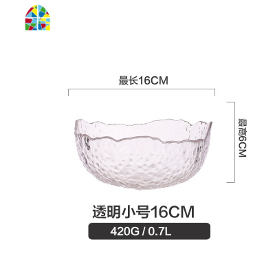 日式金边透明玻璃碗蔬菜水果碗沙拉碗盘家用燕窝甜品酸奶碗 FENGHOU 透明金边特小号