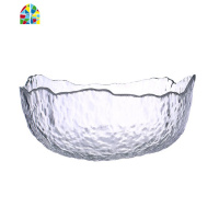日式金边冰川玻璃碗盘水果碗家用蔬菜水果透明甜品碗北欧风 FENGHOU 烟灰描金款