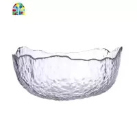 日式金边冰川玻璃碗盘水果碗家用蔬菜水果透明甜品碗风 FENGHOU 透明款