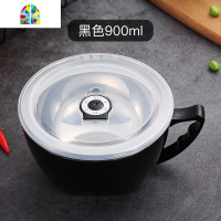 封后304不锈钢日式泡面碗 带盖大号饭盒面碗学生宿舍饭碗单个碗筷套装 FENG 升级款可注水蓝色[(800ML)餐具+袋