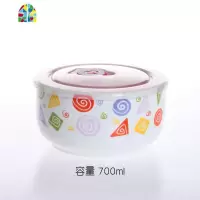 优巴韩式大容量陶瓷储物罐保鲜碗饭盒密封罐盖子大号密封汤碗饭碗 FENGHOU 525几何年轮