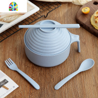 大容量泡面碗带盖家用小麦秸秆餐具学生宿舍方便面碗单个碗筷套装 FENGHOU 米色泡面碗5件套