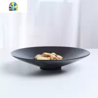 陶瓷斗笠黑磨砂面碗大号家用牛肉面碗圆形纯色喇叭碗日式深碗汤碗 FENGHOU 7.5寸高脚喇叭碗