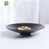 陶瓷斗笠黑磨砂面碗大号家用牛肉面碗圆形纯色喇叭碗日式深碗汤碗 FENGHOU 亚光黑8英寸