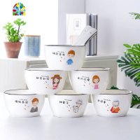 网红亲子碗一家六口碗餐具套装创意可爱卡通方碗简约家用碗陶瓷碗 FENGHOU 一家五口(2女1儿)