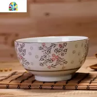 碗 陶瓷6英寸陶瓷汤碗 面碗 5色日式餐具套装 手绘日式沙拉碗 FENGHOU 红梅