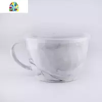 大理石纹早餐超大容量陶瓷泡面碗带盖把烤箱微波炉加热家用汤饭碗 FENGHOU 大理石纹灰色(配硅胶盖)