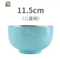 韩式炫彩304不锈钢碗家用成人餐具碗双层隔热保温儿童碗创意加厚 FENGHOU 13cm蓝色