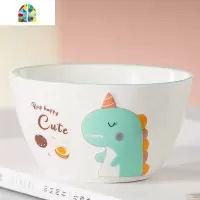 儿童卡通陶瓷杯子可爱小恐龙水杯吃饭碗家用盘子宝宝点心餐具套装 FENGHOU 饭碗-蓝色