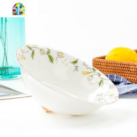 唐山骨瓷家用斗笠碗8英寸菜碗大汤碗拉面碗陶瓷热菜斗碗敞口海碗 FENGHOU 出水芙蓉-8英寸斗碗