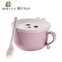 带盖大号卡通可爱泡面碗学生便当盒方便面套装防烫大容量宿舍饭碗 FENGHOU 粉色168g