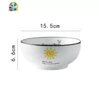 家用泡面碗日式餐具陶瓷碗可爱创意米饭碗吃饭碗拉面碗大汤碗 FENGHOU 6寸面碗(太阳)面食31%人群选择
