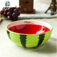 景德镇卡通创意可爱甜品水果西瓜沙拉米饭碗碗盘碟勺陶瓷餐具套装 FENGHOU 青柠2.6cup《7寸大面碗》