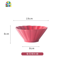 彩色陶瓷拉面碗 大号汤碗面碗家用 泡面碗斗笠碗大汤面碗单个饭碗 FENGHOU 花瓣7寸碗-绿(送筷子)