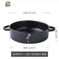 7.5英寸创意日式双耳碗 家用菜碗面碗 个性陶瓷深盘早餐盘大饭盘 FENGHOU 双耳碗-樱花烙