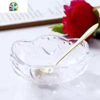 日式浮玻璃樱花碗甜品燕窝碗创意糖水银耳汤碗盅雪糕沙拉碗 FENGHOU 玻璃樱花碗+勺+圆碟(透明)