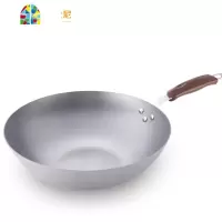 老式传统生铁锅熟铁炒锅电磁炉通用锅无涂层炒菜锅32CM FENGHOU 无盖