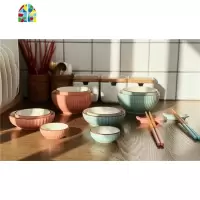 生活少不了!出韩国个性家用碗碟12件套装韩式厨房餐具吃饭碗 FENGHOU