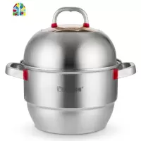 封后欧顿蒸锅 304不锈钢3层32cm 复底加厚 通用 多层家用锅具 FENGH 红骑士特厚32CM锅壁0.8厚