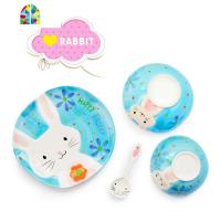 景德镇陶瓷家用餐具盘子碗碟套装组合中式可爱个性创意简约动物碗 FENGHOU 小兔子四件套 4件