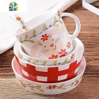 儿童可爱卡通骨瓷餐具套装碗勺杯盘家用碗碟碗筷汤碗亲子早餐饭碗 FENGHOU 批发请联系客服小五头 5件