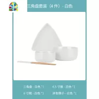 家用碗碟套装 创意北欧一人食餐具 ins简约陶瓷饭碗个性碗盘组合 FENGHOU 三角盘套装(7件)-黑绿