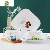碗碟套装创意家用骨瓷碗盘勺 北欧ins风格餐具卡通可爱儿童早餐碗 FENGHOU 2碗2盘2勺1汤碗1大勺