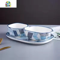 北欧田园风手绘一人食陶瓷餐具碗碟套装家用西餐盘早餐盘菜盘吃饭 FENGHOU 北欧格调-烘焙三件套 3件