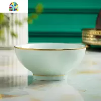 景德镇手工描金青瓷碗金镶玉碗单个家用碗碟套装加厚防烫中式餐具 FENGHOU 高白玉1个