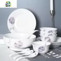 北欧ins风格简约餐具组合情侣家用轻奢创意陶瓷米饭碗碟套装 FENGHOU 4碗4勺2盘