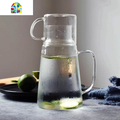 玻璃冷水壶耐热家用带杯子北欧一人壶套装大容量1.3L果汁水壶茶壶 FENGHOU凉水壶