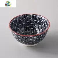 5英寸北欧陶瓷家用米饭碗 餐具套装创意吃饭碗碗碟汤碗麦片碗 FENGHOU 5英寸螺纹碗-紫色条纹