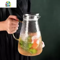 封后欧式水具套装家用玻璃冷水壶轻奢金边水杯客厅茶杯简约凉水壶耐热 锤纹饮具-直身水壶x1+直身杯x2+墨绿色铁艺托盘小号
