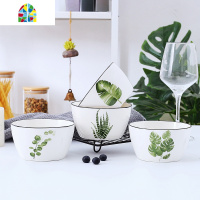 碗碟套装北欧绿植餐具ins创意简约轻奢风格 家用陶瓷碗盘早餐吃饭 FENGHOU 4碗4盘4勺1汤碗1大勺