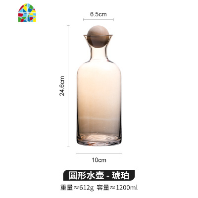 冷水壶玻璃可高温凉水壶家用大容量耐热防爆凉白开水壶 FENGHOU [琥珀]六棱水杯