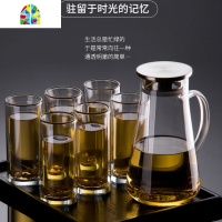 家庭冷水壶套装水具热水杯茶壶凉水壶玻璃茶杯家用开水杯耐热防爆 FENGHOU 1壶四杯加托盘