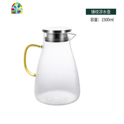 冷水壶玻璃耐热高温家用凉白开水杯茶壶扎壶套装水瓶大容量凉茶壶 FENGHOU 锤目纹水杯6只-高款凉水壶