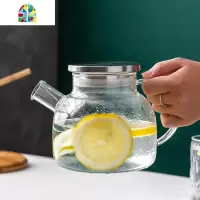 北欧风格冷水壶玻璃水壶家用可高温开水杯耐热防爆扎壶套装凉水壶 FENGHOU 1300ML淑女壶(木盖)
