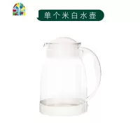 凉水壶玻璃家用耐热高温防爆水瓶大容量凉白开水杯茶壶套装 FENGHOU 白色2000ML+4水杯+木茶盘