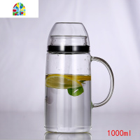 全密封防尘玻璃冷水壶2L大容量凉白开水杯耐热高温防爆家用放冰箱 FENGHOU 1.3L扣杯壶+4只扣杯+大茶盘